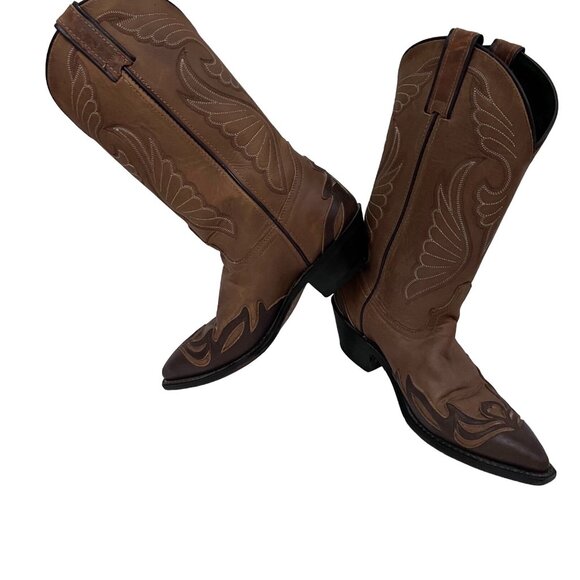 Laredo Womens Brown Leather Vintage Western Cowgirl Boots US 7.5M Pull On USA - Picture 4 of 11